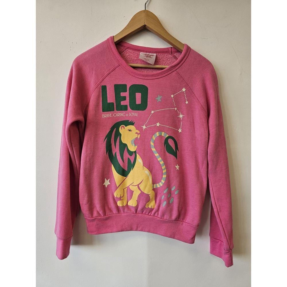 Midnight Rider Leo Sweatshirt Womens XS Pink Zodiac Lion Astrology‎ Graphic USA